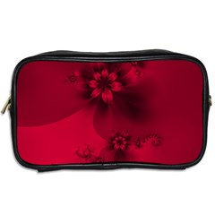 Scarlet Red Floral Print Toiletries Bag (Two Sides) from ArtsNow.com Back