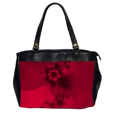 Scarlet Red Floral Print Oversize Office Handbag (2 Sides) from ArtsNow.com Front