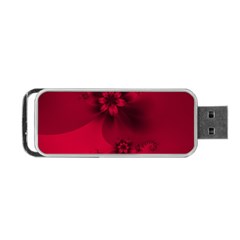 Scarlet Red Floral Print Portable USB Flash (Two Sides) from ArtsNow.com Front