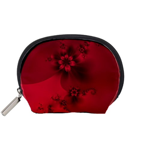 Scarlet Red Floral Print Accessory Pouch (Small) from ArtsNow.com Front