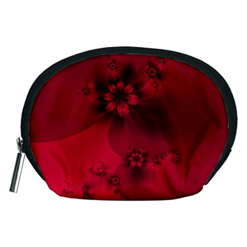 Scarlet Red Floral Print Accessory Pouch (Medium) from ArtsNow.com Front