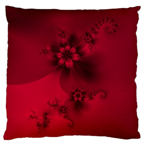 Scarlet Red Floral Print Large Flano Cushion Case (One Side) from ArtsNow.com Front