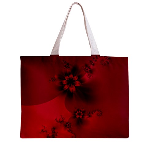 Scarlet Red Floral Print Zipper Mini Tote Bag from ArtsNow.com Front