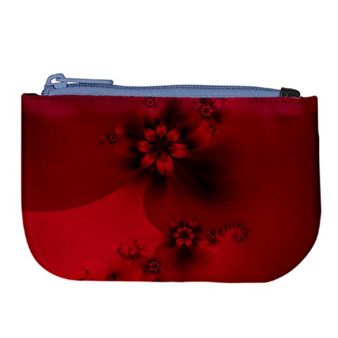 Scarlet Red Floral Print Large Coin Purse from ArtsNow.com Front