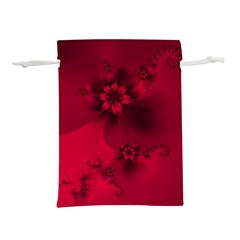 Scarlet Red Floral Print Lightweight Drawstring Pouch (S) from ArtsNow.com Front