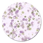 Purple Wildflower Print Magnet 5  (Round)