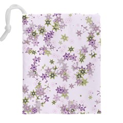 Purple Wildflower Print Drawstring Pouch (5XL) from ArtsNow.com Back