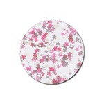 Pink Wildflower Print Rubber Round Coaster (4 pack) 