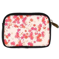 Vermilion and Coral Floral Print Digital Camera Leather Case from ArtsNow.com Back
