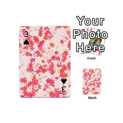 Vermilion and Coral Floral Print Playing Cards 54 Designs (Mini) from ArtsNow.com Front - Spade3