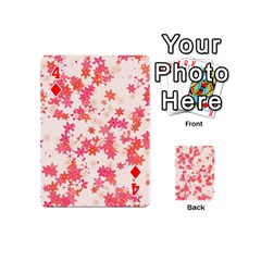 Vermilion and Coral Floral Print Playing Cards 54 Designs (Mini) from ArtsNow.com Front - Diamond4