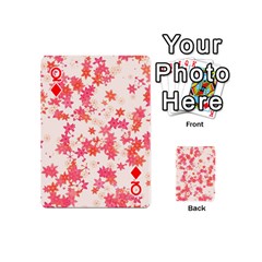 Queen Vermilion and Coral Floral Print Playing Cards 54 Designs (Mini) from ArtsNow.com Front - DiamondQ