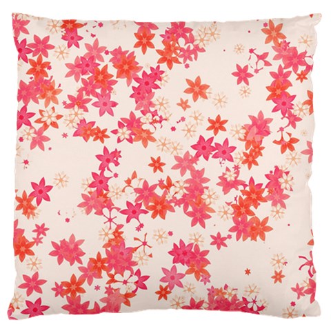 Vermilion and Coral Floral Print Large Cushion Case (Two Sides) from ArtsNow.com Front