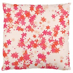 Vermilion and Coral Floral Print Large Cushion Case (Two Sides) from ArtsNow.com Front