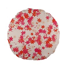 Vermilion and Coral Floral Print Standard 15  Premium Round Cushions from ArtsNow.com Front