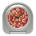 Gold and Tuscan Red Floral Print Travel Alarm Clock