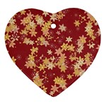 Gold and Tuscan Red Floral Print Heart Ornament (Two Sides)