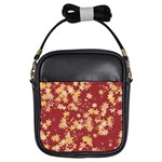 Gold and Tuscan Red Floral Print Girls Sling Bag