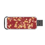 Gold and Tuscan Red Floral Print Portable USB Flash (Two Sides)