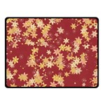 Gold and Tuscan Red Floral Print Double Sided Fleece Blanket (Small) 