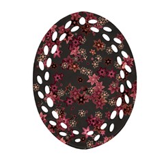 Pink Wine Floral Print Oval Filigree Ornament (Two Sides) from ArtsNow.com Back