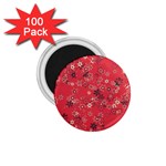 Red Wildflower Floral Print 1.75  Magnets (100 pack) 