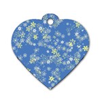 Yellow Flowers on Blue Dog Tag Heart (Two Sides)