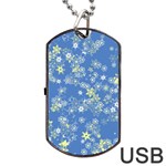 Yellow Flowers on Blue Dog Tag USB Flash (Two Sides)