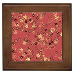 Gold and Rust Floral Print Framed Tile