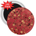 Gold and Rust Floral Print 3  Magnets (100 pack)