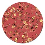 Gold and Rust Floral Print Magnet 5  (Round)