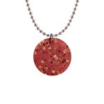 Gold and Rust Floral Print 1  Button Necklace