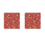 Gold and Rust Floral Print Cufflinks (Square)