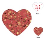 Gold and Rust Floral Print Playing Cards Single Design (Heart)