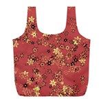 Gold and Rust Floral Print Full Print Recycle Bag (L)