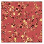 Gold and Rust Floral Print Large Satin Scarf (Square)