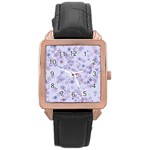 Pastel Purple Floral Pattern Rose Gold Leather Watch 