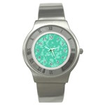Biscay Green Floral Print Stainless Steel Watch