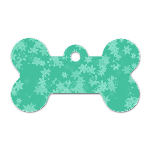 Biscay Green Floral Print Dog Tag Bone (Two Sides) from ArtsNow.com Front
