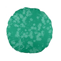 Biscay Green Floral Print Standard 15  Premium Flano Round Cushions from ArtsNow.com Front