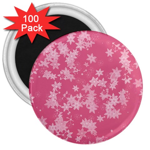 Blush Pink Floral Print 3  Magnets (100 pack) from ArtsNow.com Front