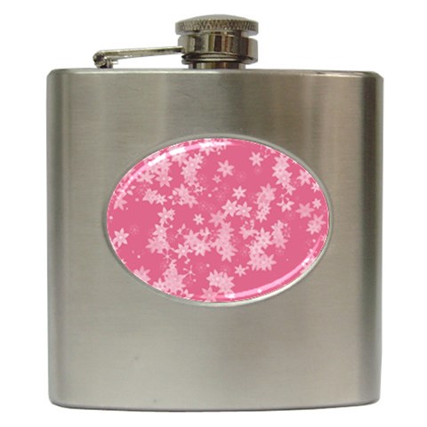Blush Pink Floral Print Hip Flask (6 oz) from ArtsNow.com Front