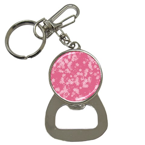 Blush Pink Floral Print Bottle Opener Key Chain from ArtsNow.com Front