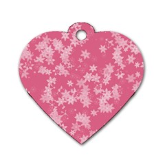 Blush Pink Floral Print Dog Tag Heart (Two Sides) from ArtsNow.com Back