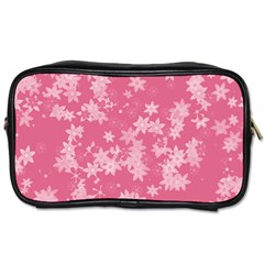 Blush Pink Floral Print Toiletries Bag (Two Sides) from ArtsNow.com Front