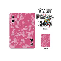 King Blush Pink Floral Print Playing Cards 54 Designs (Mini) from ArtsNow.com Front - SpadeK