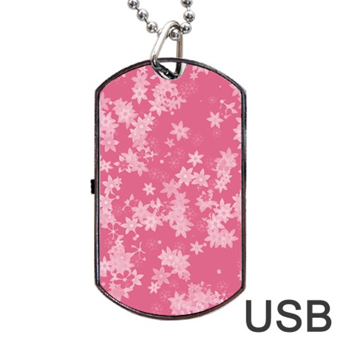 Blush Pink Floral Print Dog Tag USB Flash (One Side) from ArtsNow.com Front