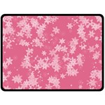Blush Pink Floral Print Double Sided Fleece Blanket (Large) 