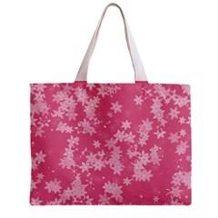 Blush Pink Floral Print Zipper Mini Tote Bag from ArtsNow.com Front