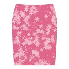Blush Pink Floral Print Midi Wrap Pencil Skirt from ArtsNow.com Back